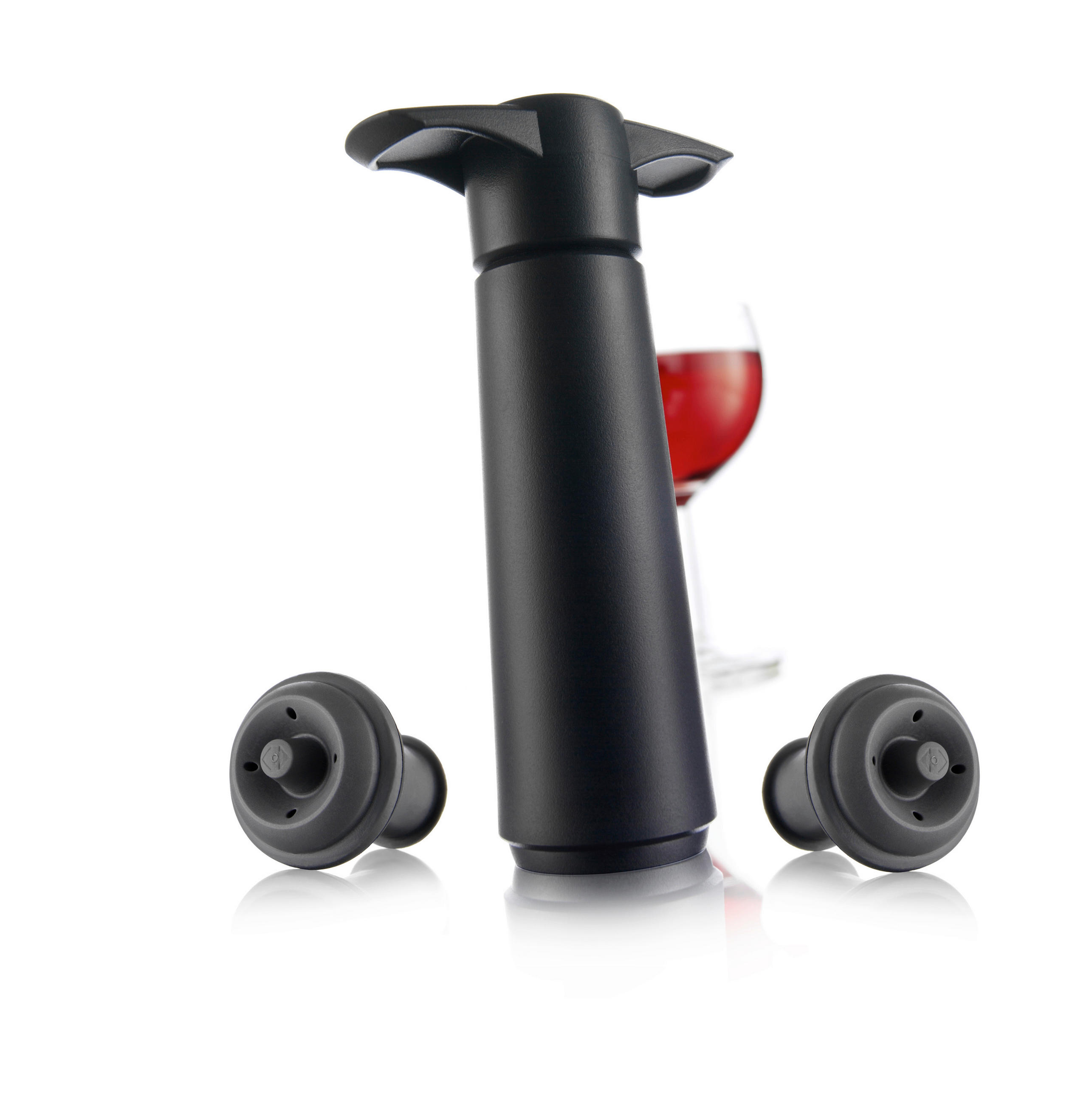 PUMPA ZA VINO sa 2 čepa  - crna, Basics, plastika (8.5/22.3/4.3cm) - Vacu Vin