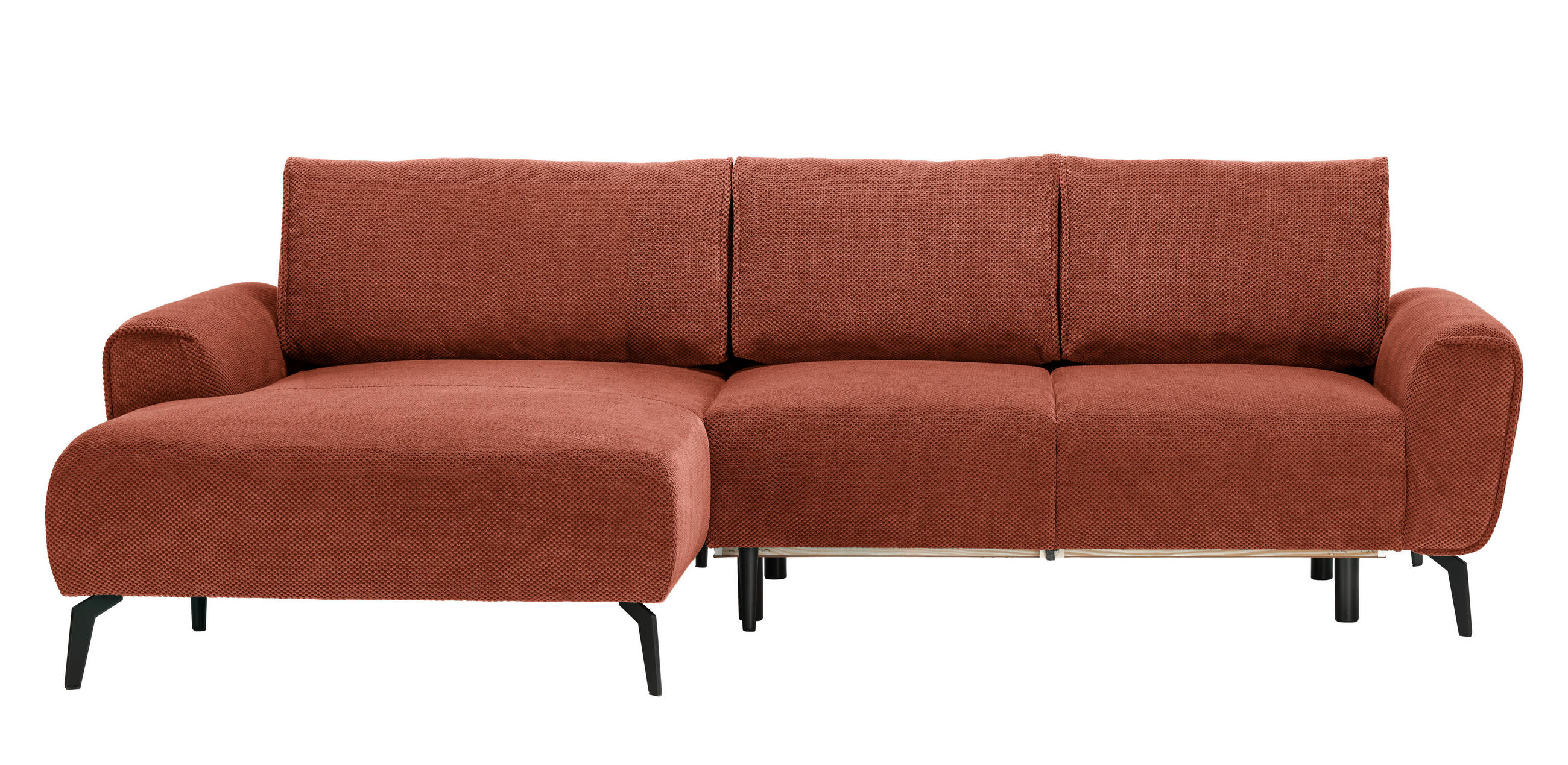 ECKSOFA in Webstoff Dunkelorange  - Dunkelorange/Schwarz, Design, Textil/Metall (170/272cm) - Welnova