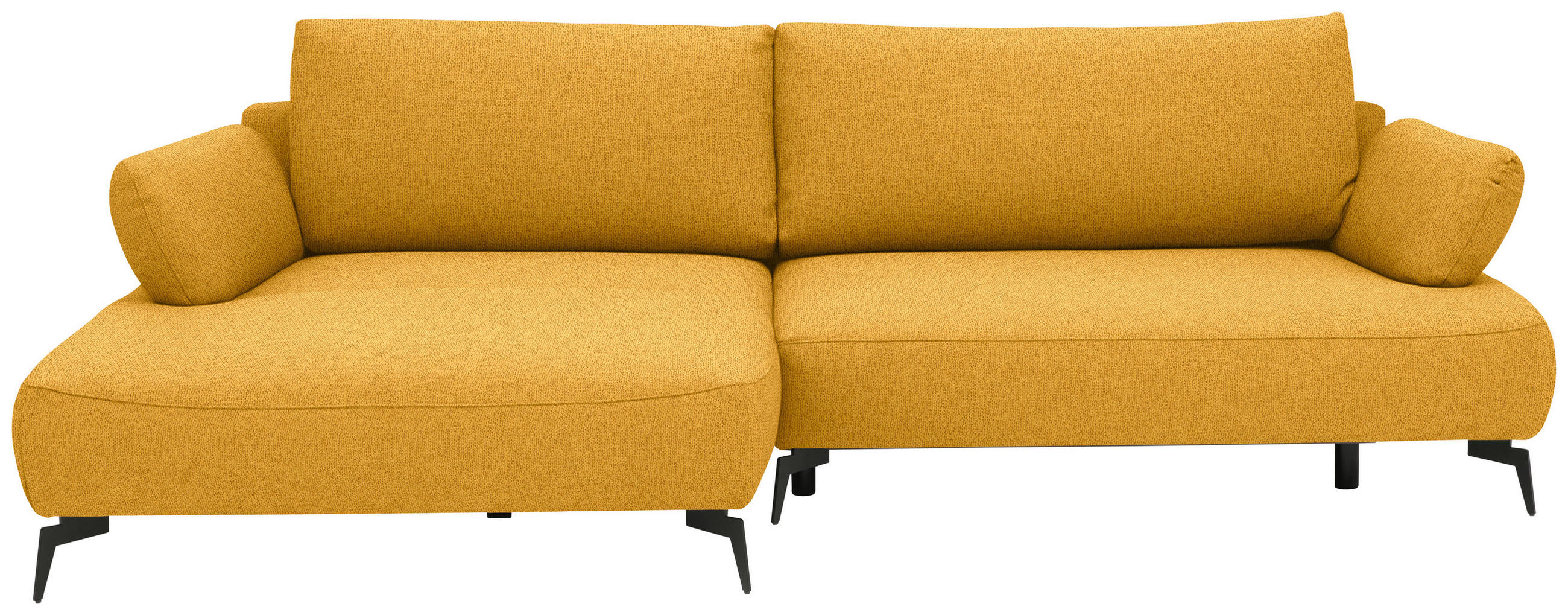 ECKSOFA COLORADO in Struktur Senfgelb  - Senfgelb/Schwarz, Design, Textil/Metall (186/284cm) - Lomoco