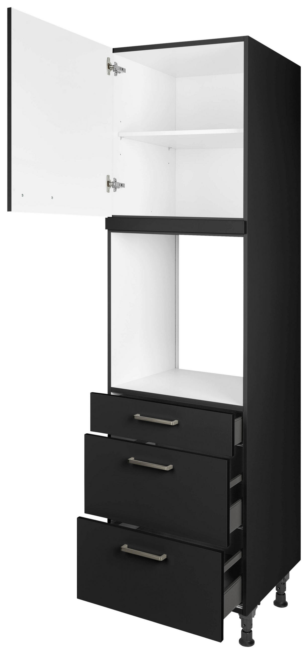 GERÄTEUMBAUSCHRANK 60/216,6/58 cm  in Schwarz  - Edelstahlfarben/Schwarz, MODERN, Holzwerkstoff/Metall (60/216,6/58cm) - Nobilia