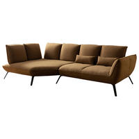 ECKSOFA Braun Flachgewebe Nierenkissen, Rücken echt  - Schwarz/Braun, Design, Textil/Metall (169/320cm) - Moderano