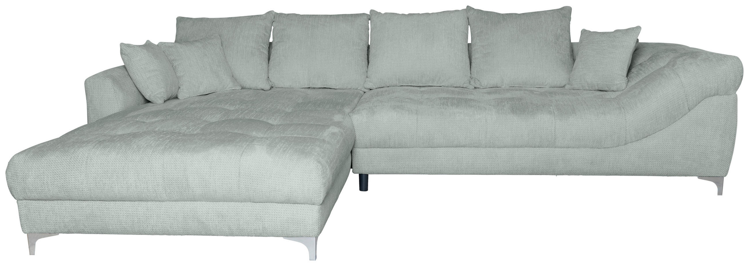 ECKSOFA Grau Chenille  - Chromfarben/Grau, KONVENTIONELL, Textil/Metall (227/329cm) - Carryhome