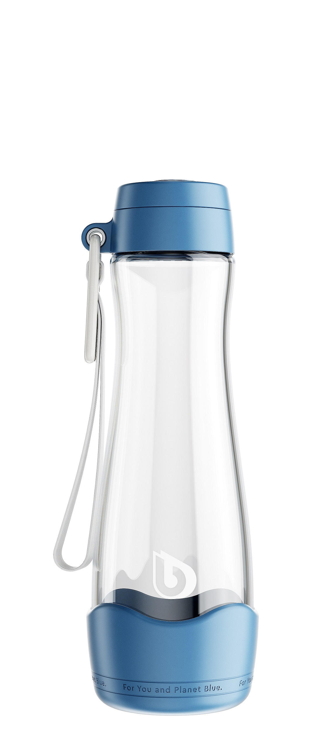 TRINKFLASCHE 0,55 L  - Blau/Transparent, Basics, Glas/Kunststoff (7,3/23,84cm) - BWT