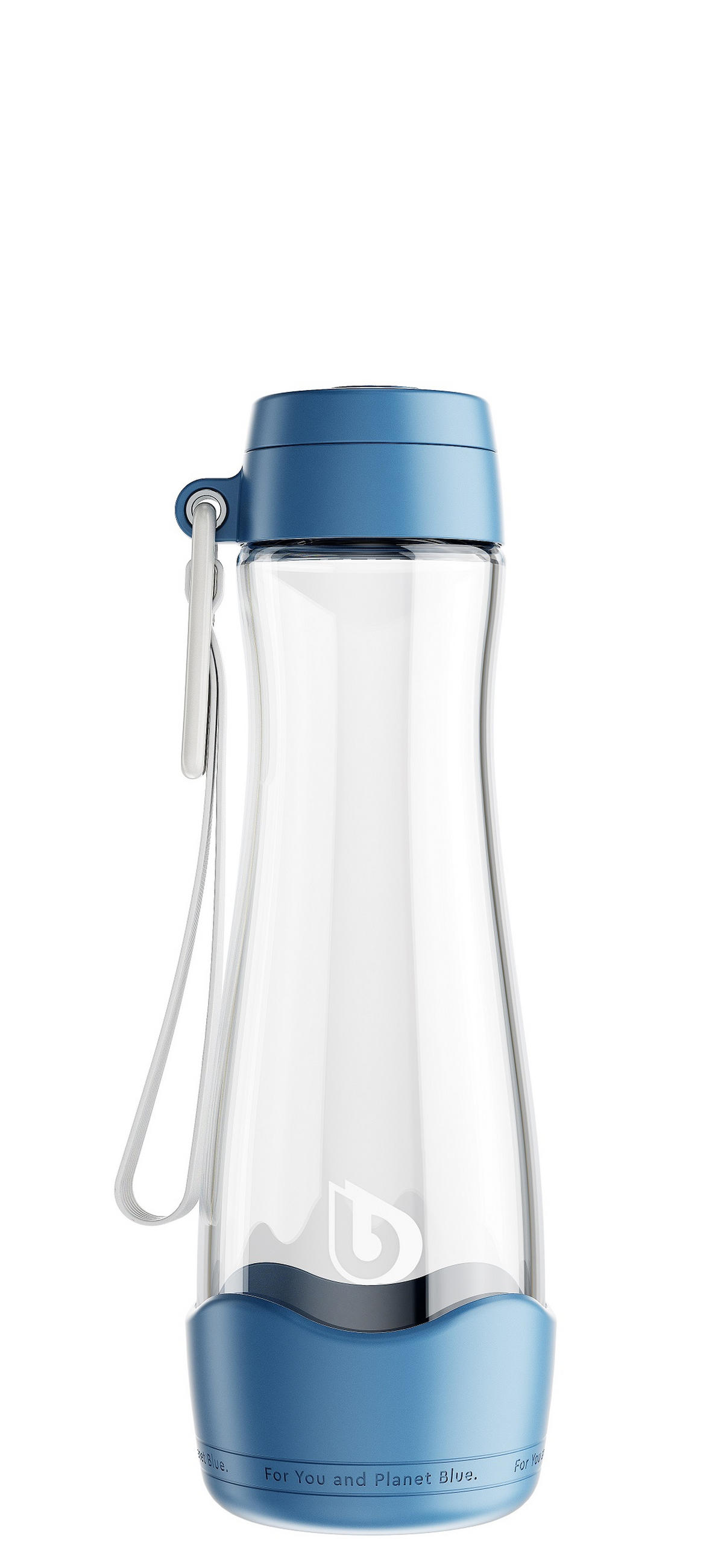 TRINKFLASCHE 0,55 L  - Blau/Transparent, Basics, Glas/Kunststoff (7,3/23,84cm) - BWT