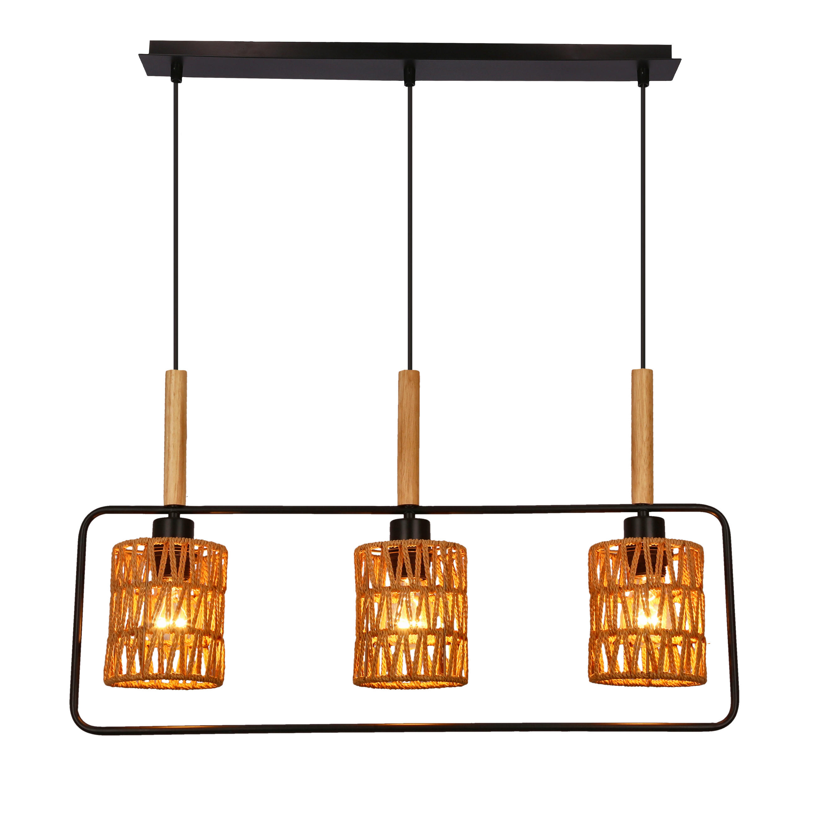 PENDELLEUCHTE Crown 70/12/110 cm   - Beige/Schwarz, Natur, Textil/Metall (70/12/110cm)