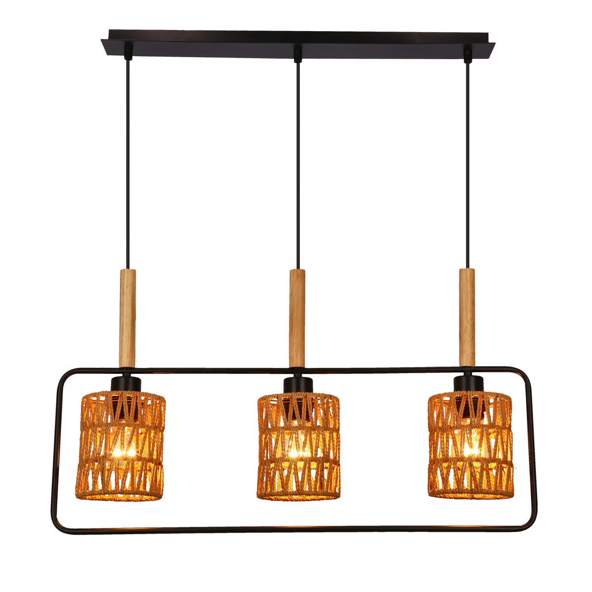 PENDELLEUCHTE Crown 70/12/110 cm   - Beige/Schwarz, Natur, Textil/Metall (70/12/110cm)