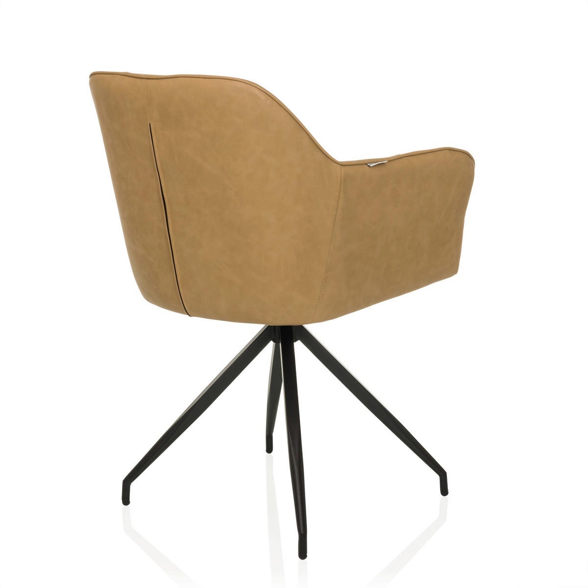 ARMLEHNSTUHL  in Lederlook  - Cognac/Schwarz, MODERN, Leder/Metall (61/90/56cm) - MID.YOU