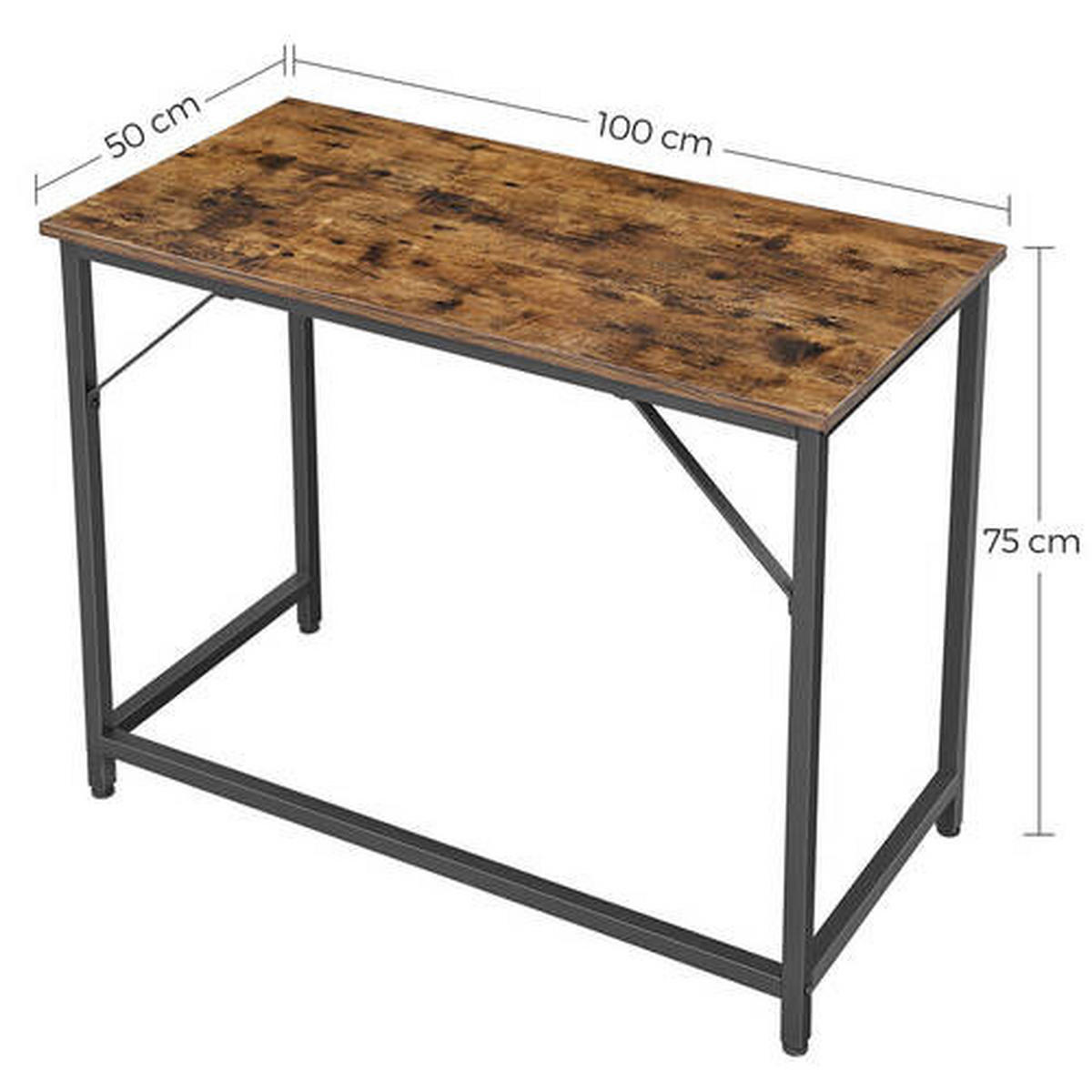 PÍSACÍ STÔL, hnedá, čierna, 100/50/75 cm - hnedá/čierna, Basics, kov/kompozitné drevo (100/50/75cm) - Boxxx