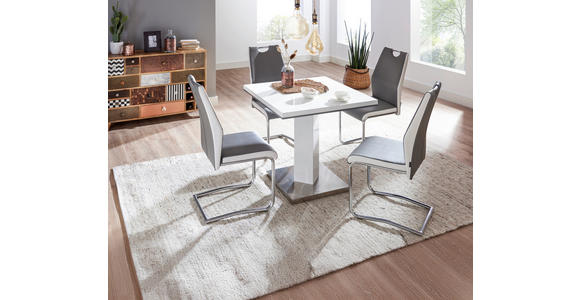 ESSTISCH in Metall, Holzwerkstoff 80/80/76 cm - Edelstahlfarben/Weiß, Design, Holzwerkstoff/Metall (80/80/76cm) - Carryhome