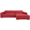 Ecksofa inkl. Funktion DUA Rot Echtleder  - Chromfarben/Rot, Design, Leder/Metall (293/170cm) - Novel