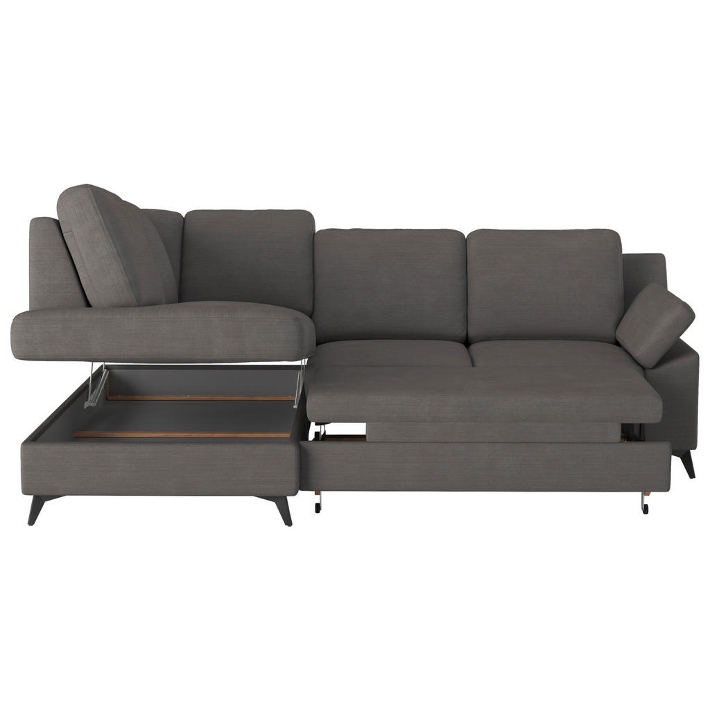 Thumbnail - Cotta Ecksofa, Dunkelgrau, Textil, 4-Sitzer, Ottomane links, L-Form, 242x170 cm, Stoffauswahl, Rücken echt, Armteil rech...
