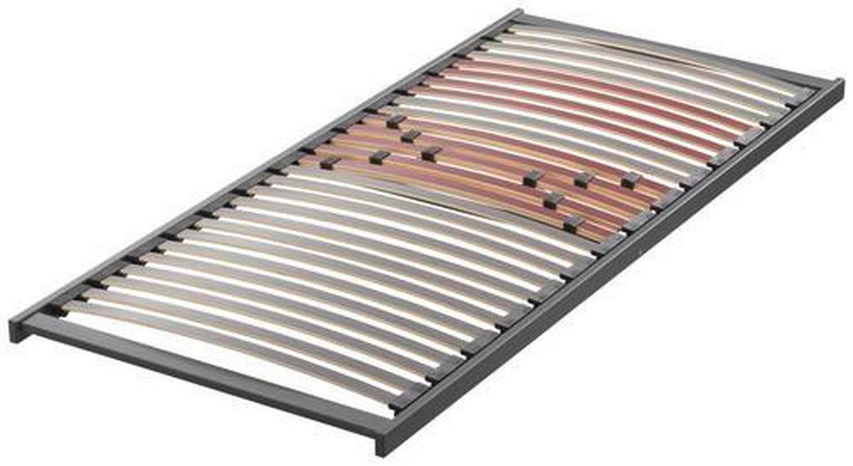 LATTENROST 90/200 cm Mittelzone verstellbar, Birke  - Dunkelgrau/Rot, Basics, Holz (90/200cm) - Novel