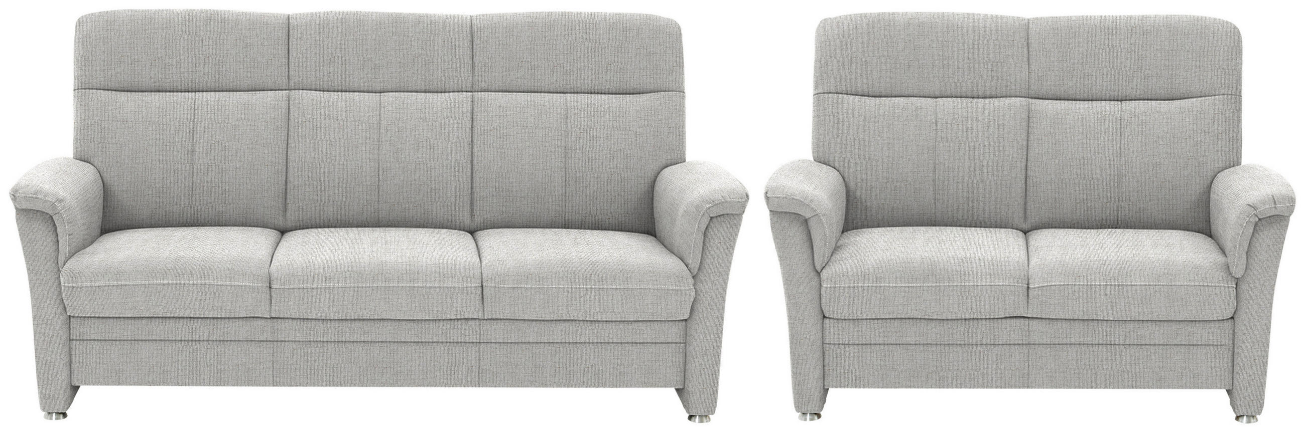 SITZGARNITUR  in Flachgewebe Ecru  - Ecru/Alufarben, KONVENTIONELL, Textil/Metall (142-194/100/89cm) - Beldomo Comfort
