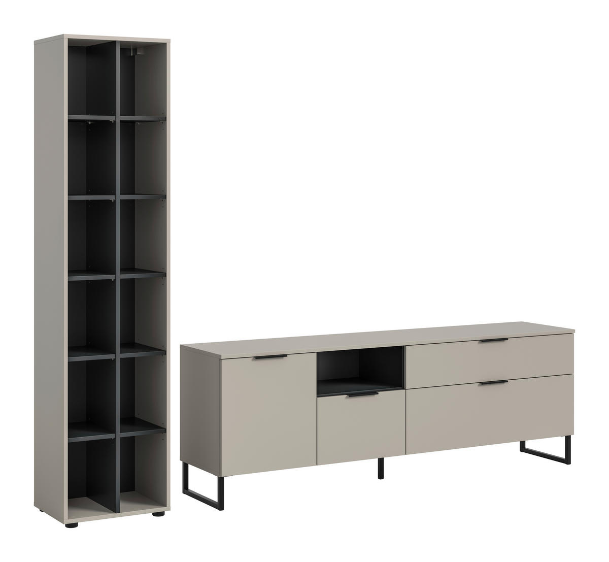 WOHNWAND 2-teilig  in Schwarz, Kaschmir  245/192/41 cm  - Kaschmir/Schwarz, Design, Holzwerkstoff/Kunststoff (245/192/41cm) - Livetastic