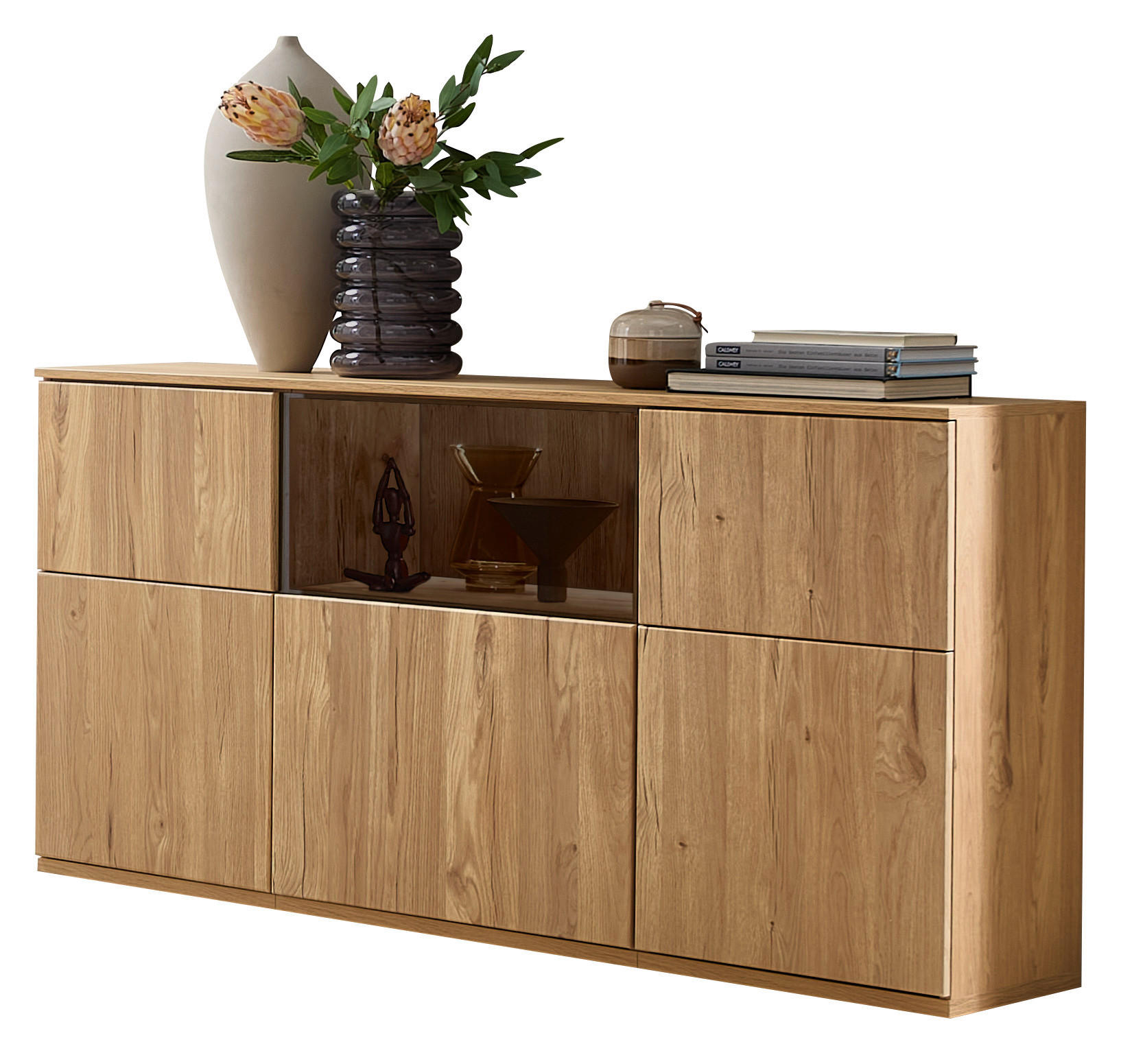 SIDEBOARD Eichefarben  150/85/40 cm  - Eichefarben, KONVENTIONELL, Glas/Holzwerkstoff (150/85/40cm) - Venda