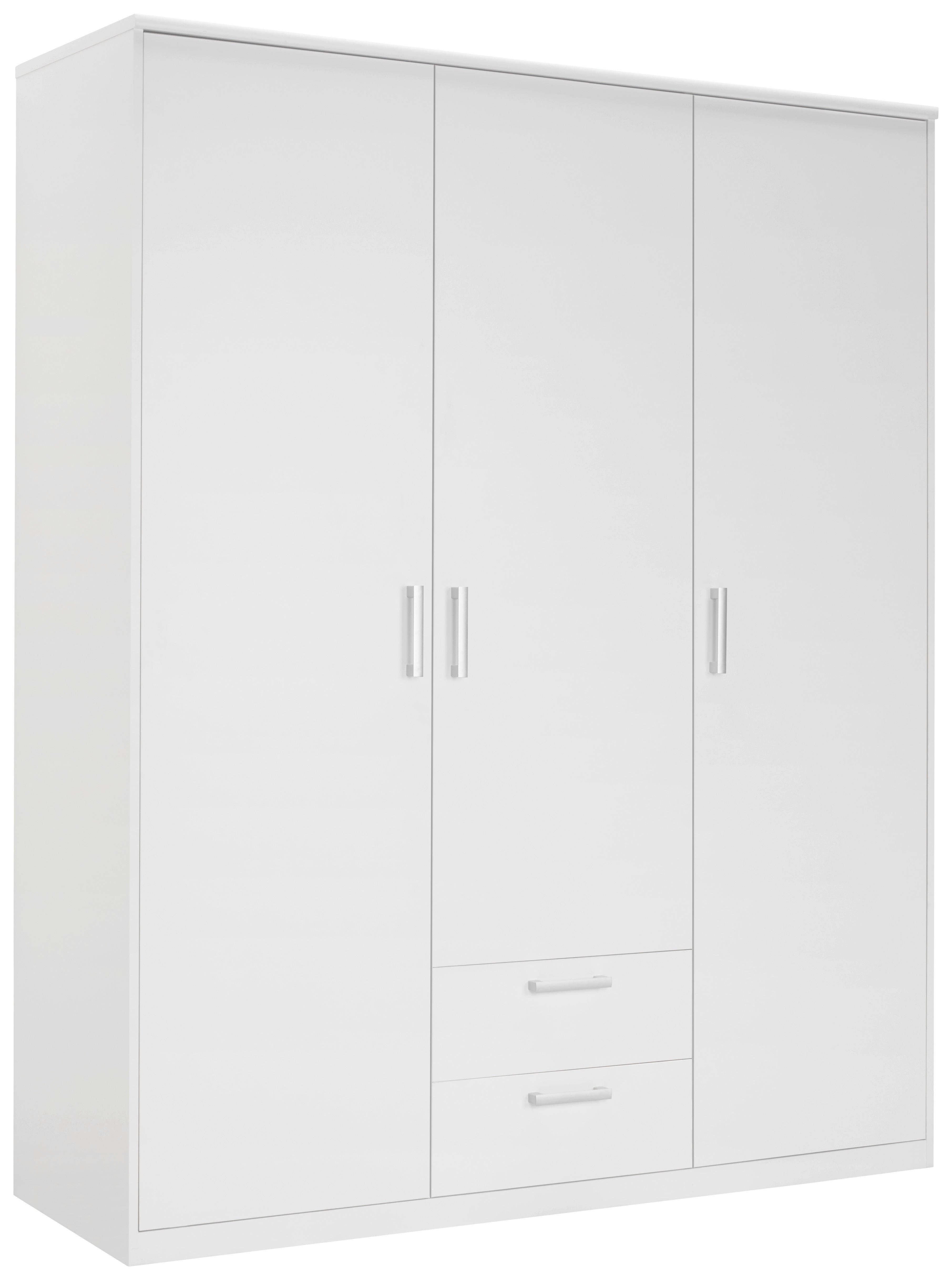 DREHTÜRENSCHRANK 3-türig Weiß  - Silberfarben/Weiß, Basics, Holzwerkstoff/Kunststoff (157/194/54cm) - Xora