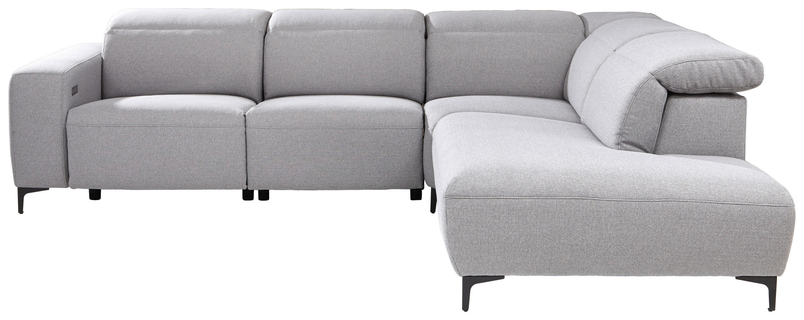 ECKSOFA Grau Flachgewebe  - Schwarz/Grau, Design, Textil/Metall (290/238cm) - Pure Home Lifestyle