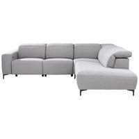ECKSOFA Grau Flachgewebe  - Schwarz/Grau, Design, Textil/Metall (290/238cm) - Pure Home Lifestyle