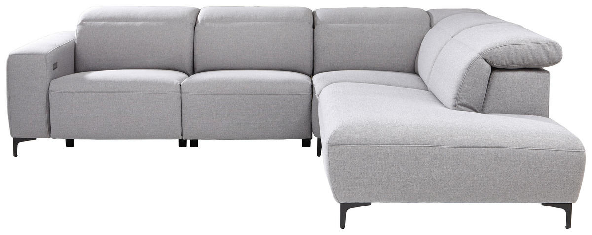 ECKSOFA Grau Flachgewebe  - Schwarz/Grau, Design, Textil/Metall (290/238cm) - Pure Home Lifestyle