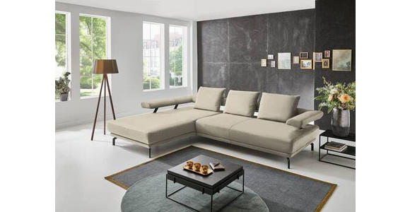 ECKSOFA in Echtleder Creme, Ecru  - Ecru/Creme, Design, Leder/Metall (224/305cm) - Dieter Knoll