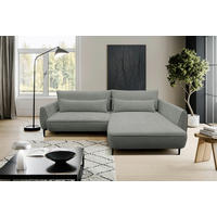 ECKSOFA in Bouclé Grau  - Creme/Schwarz, Design, Textil/Metall (273/204cm) - MID.YOU