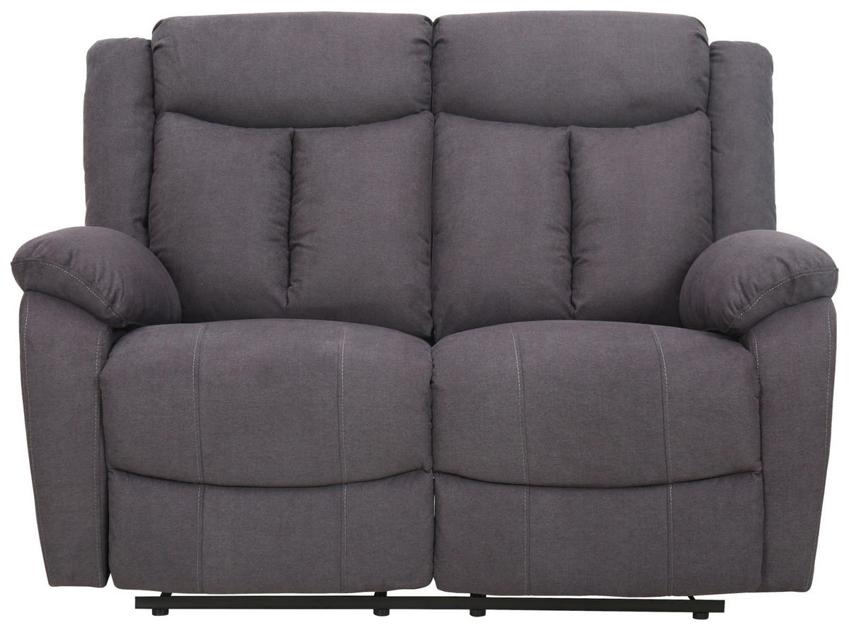 2-Sitzer-Sofa + Relaxfunktion Webstoff Grau  - Schwarz/Grau, KONVENTIONELL, Holz/Kunststoff (138/103/96cm) - P & B