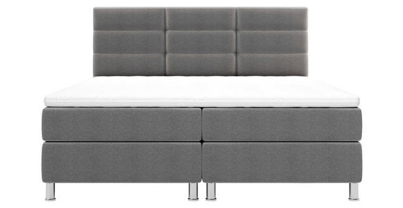 BOXBETT 160/200 cm,  in Anthrazit, Matratze, Bettkasten, Topper, H2 = mittel  - Chromfarben/Anthrazit, KONVENTIONELL, Textil/Metall (160/200cm) - Carryhome