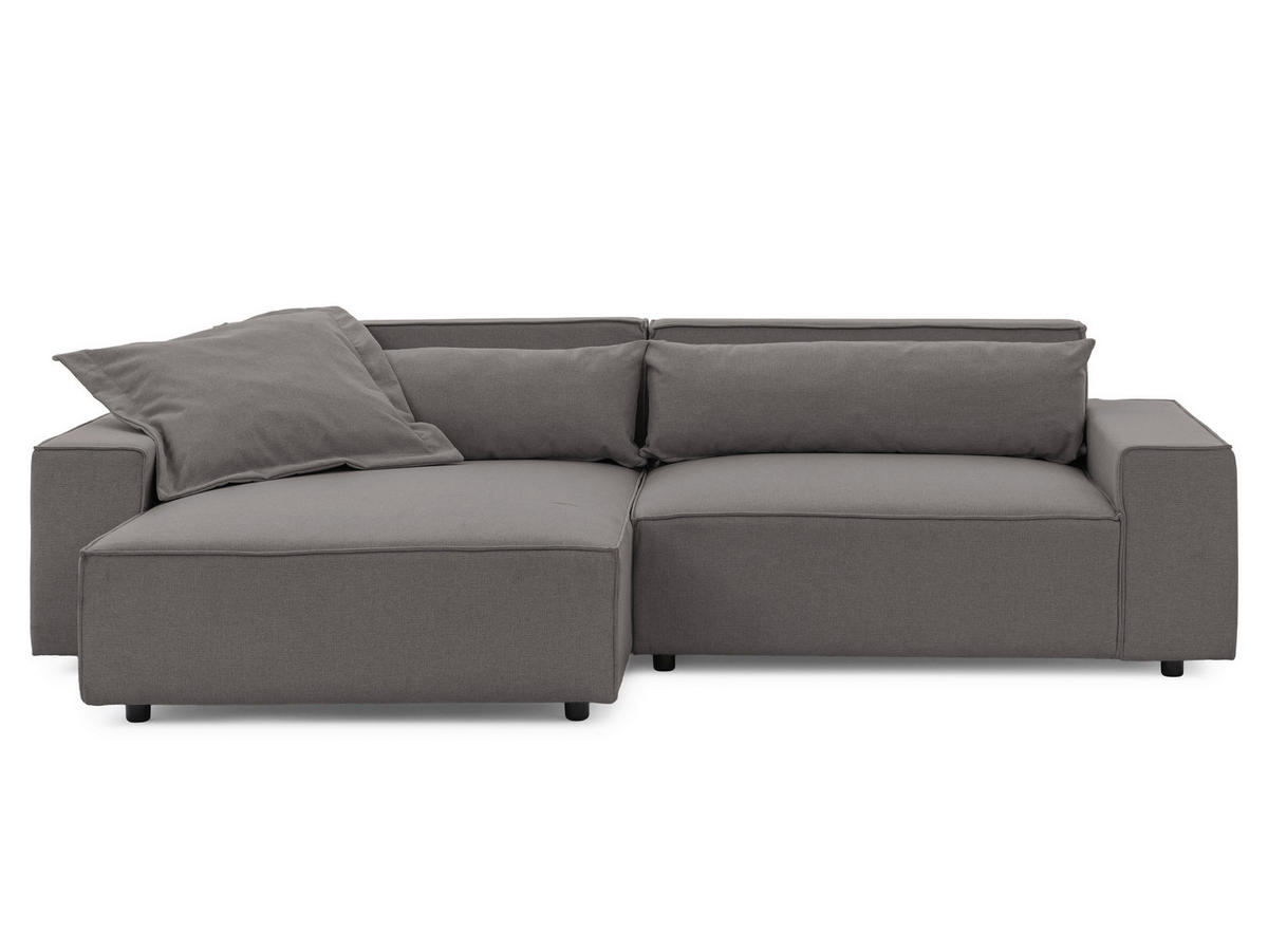 ECKSOFA Webstoff Grau  - Schwarz/Grau, Design, Kunststoff/Textil (251/142cm) - P & B