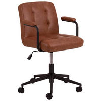 DREHSTUHL Lederlook Braun, Schwarz, Cognac  - Cognac/Schwarz, KONVENTIONELL, Textil/Metall (57/77,5/59cm) - MID.YOU