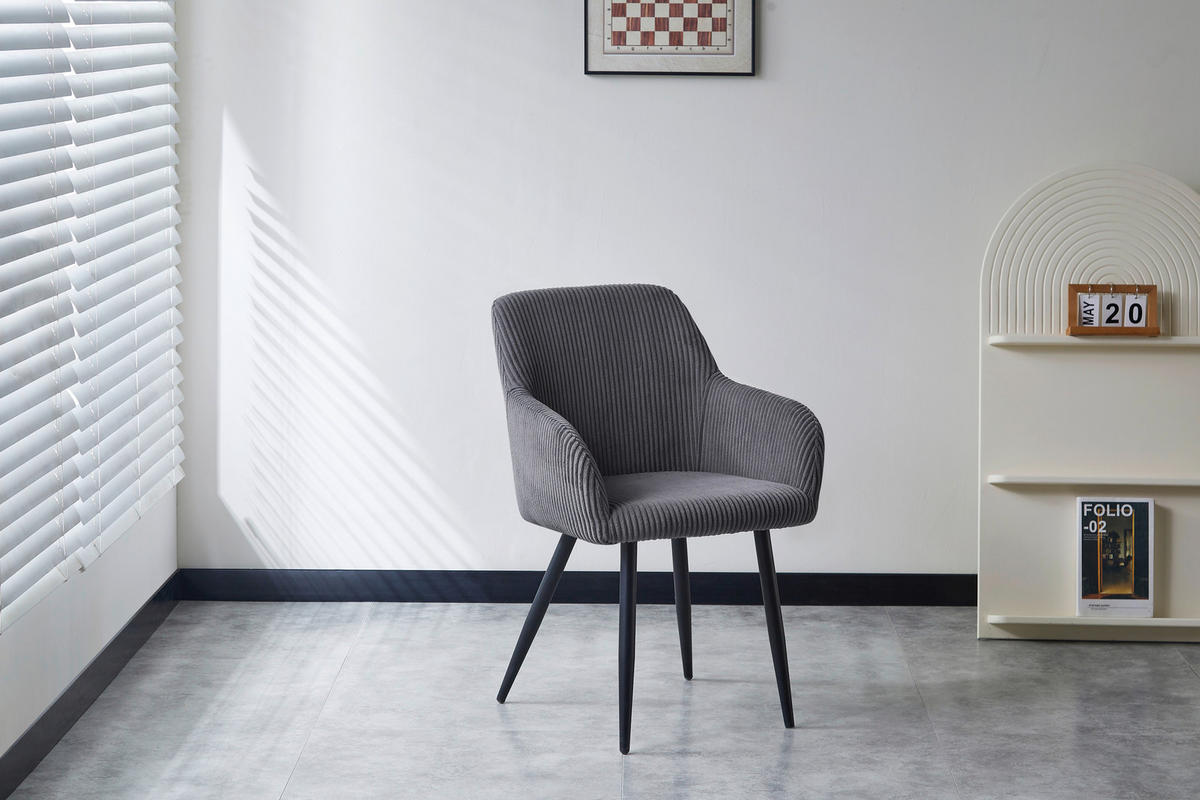 ARMLEHNSTUHL   Webstoff  - Schwarz/Grau, Design, Textil/Metall (56/83,5/59cm) - Ti'me