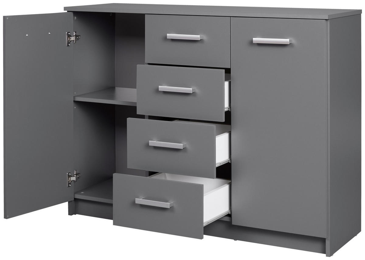 KOMMODE  in  - Silberfarben/Graphitfarben, Basics, Holzwerkstoff/Metall (119,20/40/91,5cm) - MID.YOU