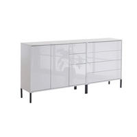 SIDEBOARD Mailand Set 9 + MF  in 184,5/86/33 cm  - Weiß Hochglanz/Anthrazit, MODERN, Holzwerkstoff/Metall (184,5/86/33cm) - MID.YOU