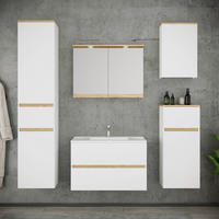 BADEZIMMER 6-teilig  in 161 cm  - Honigeiche/Weiß, Trend, Keramik/Holzwerkstoff (161cm) - MID.YOU