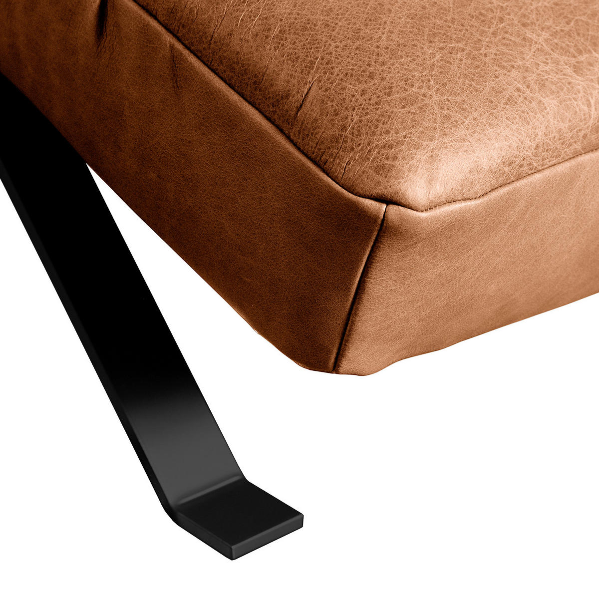 RELAXLIEGE in Echtleder Rostfarben, Kastanienfarben  - Kastanienfarben/Rostfarben, Design, Leder/Metall (65/65-95/171cm) - Livetastic