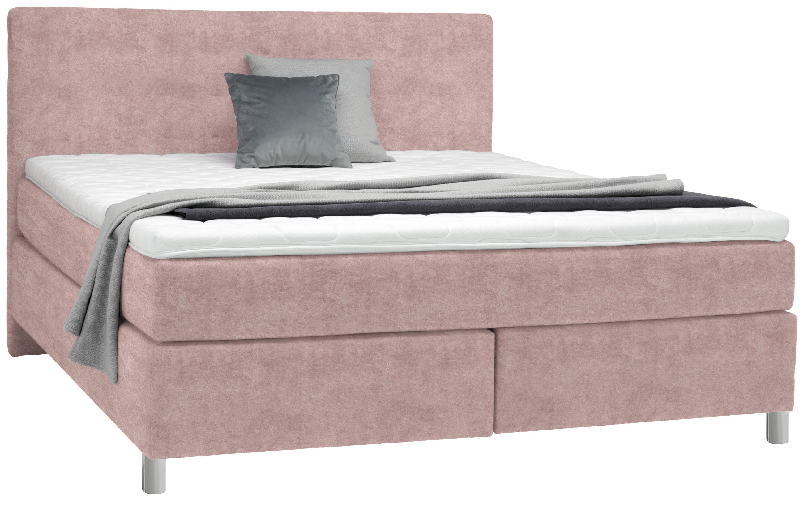 BOXSPRINGBETT 160/200 cm  in Altrosa  - Chromfarben/Altrosa, KONVENTIONELL, Kunststoff/Textil (160/200cm) - Voleo