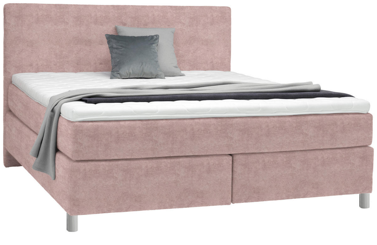 BOXSPRINGBETT 160/200 cm  in Altrosa  - Chromfarben/Altrosa, KONVENTIONELL, Kunststoff/Textil (160/200cm) - Voleo