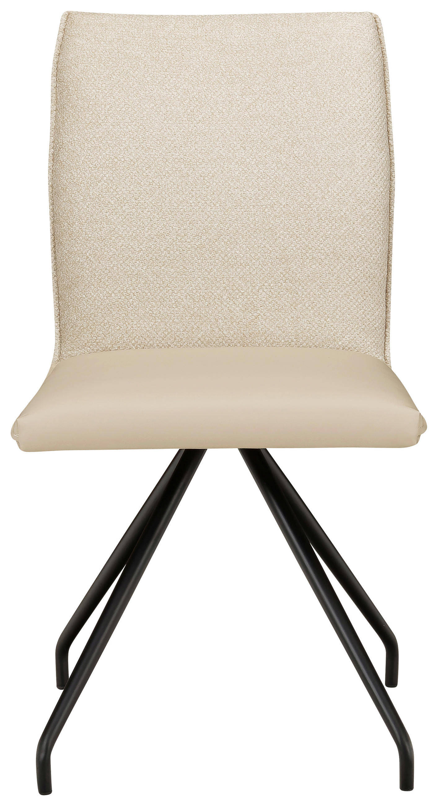 STUHL Mikrofaser, Webstoff Schwarz, Beige  - Beige/Schwarz, Design, Textil/Metall (49/91/60cm) - Moderano