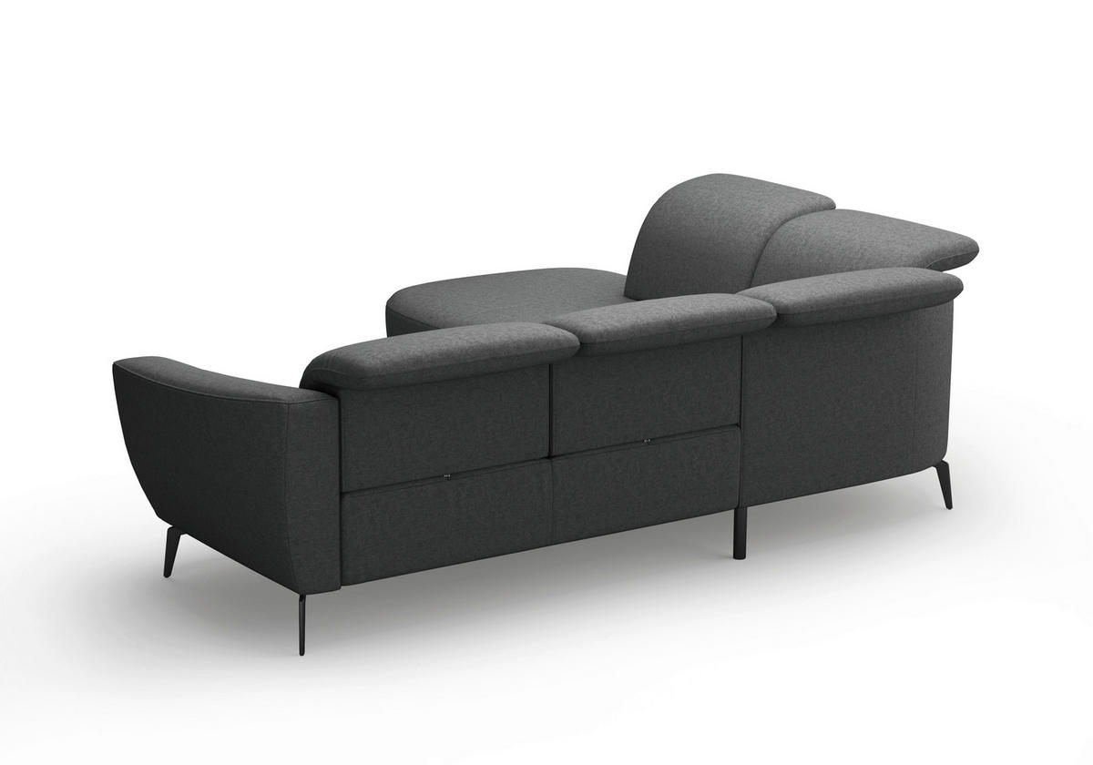 ECKSOFA in Flachgewebe Dunkelgrau  267/300 cm  - Dunkelgrau/Schwarz, KONVENTIONELL, Textil/Metall (267/300cm) - Sit & More