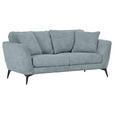 2-SITZER-SOFA in Chenille Hellblau  - Schwarz/Hellblau, KONVENTIONELL, Textil/Metall (190/70/98cm) - Carryhome