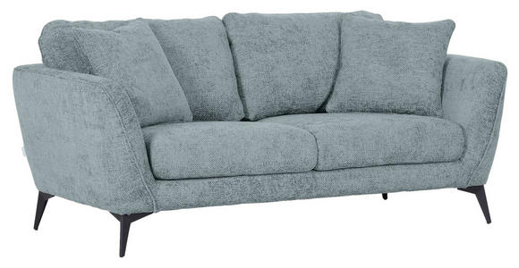 2-SITZER-SOFA in Chenille Hellblau  - Schwarz/Hellblau, KONVENTIONELL, Textil/Metall (190/70/98cm) - Carryhome