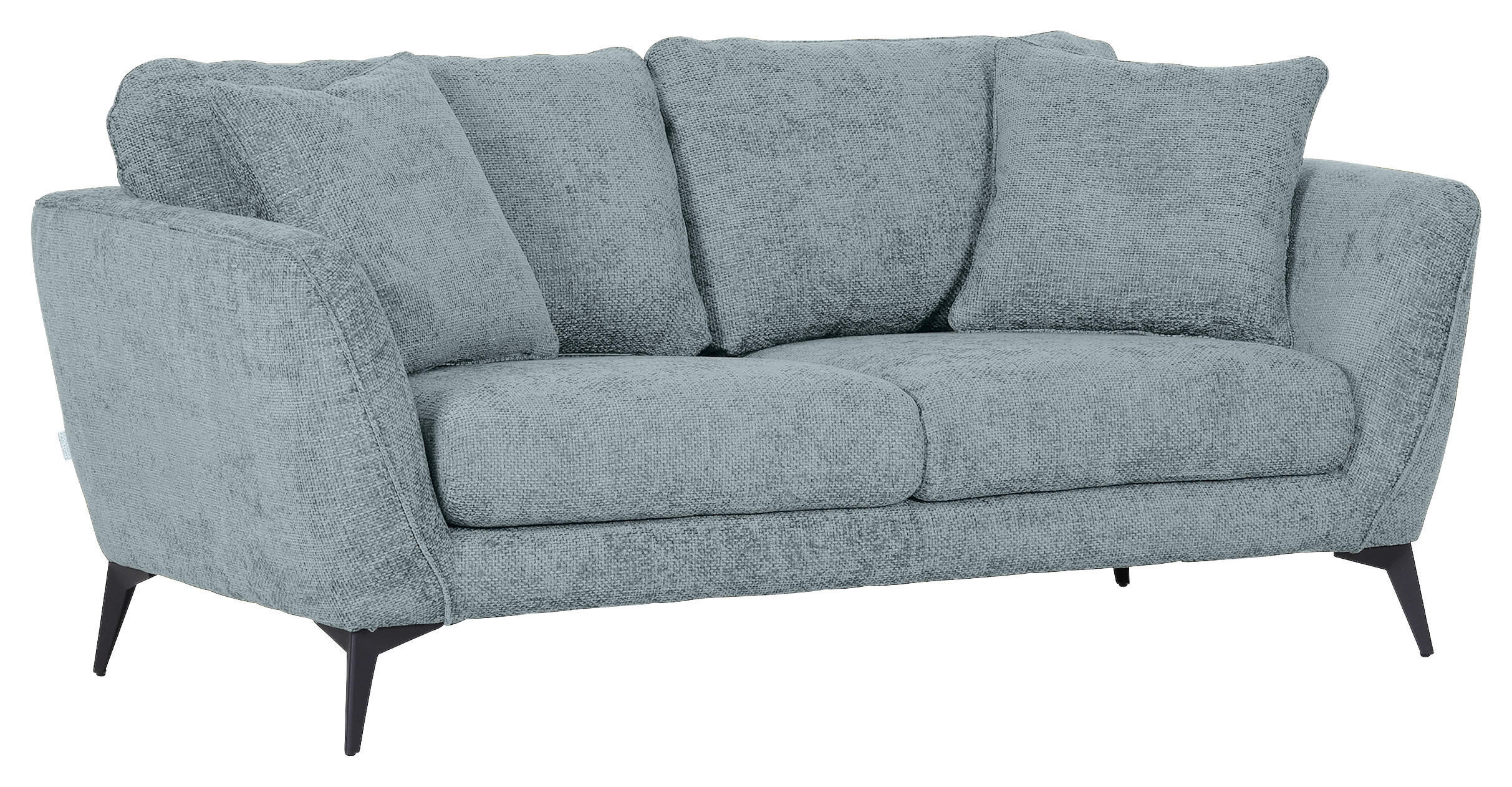 2-SITZER-SOFA Chenille Hellblau  - Schwarz/Hellblau, KONVENTIONELL, Textil/Metall (190/70/98cm) - Carryhome