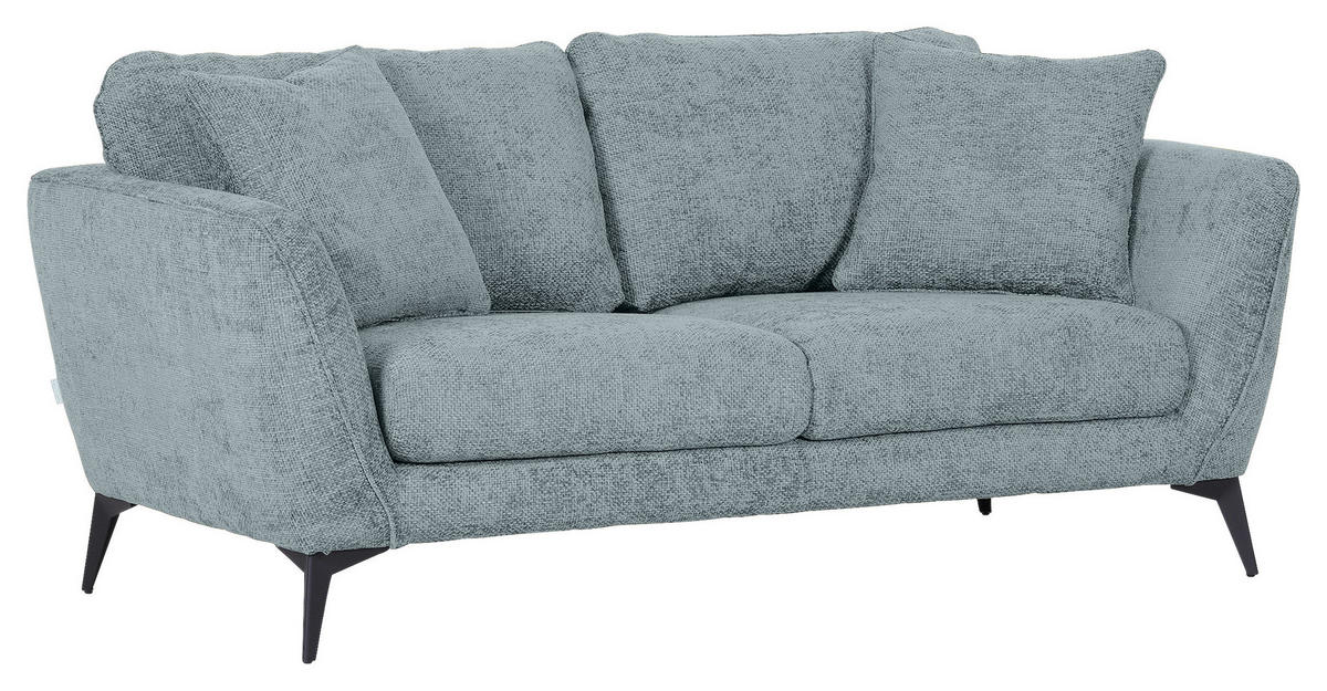2-SITZER-SOFA in Chenille Hellblau  - Schwarz/Hellblau, Konventionell, Textil/Metall (190/70/98cm) - Carryhome
