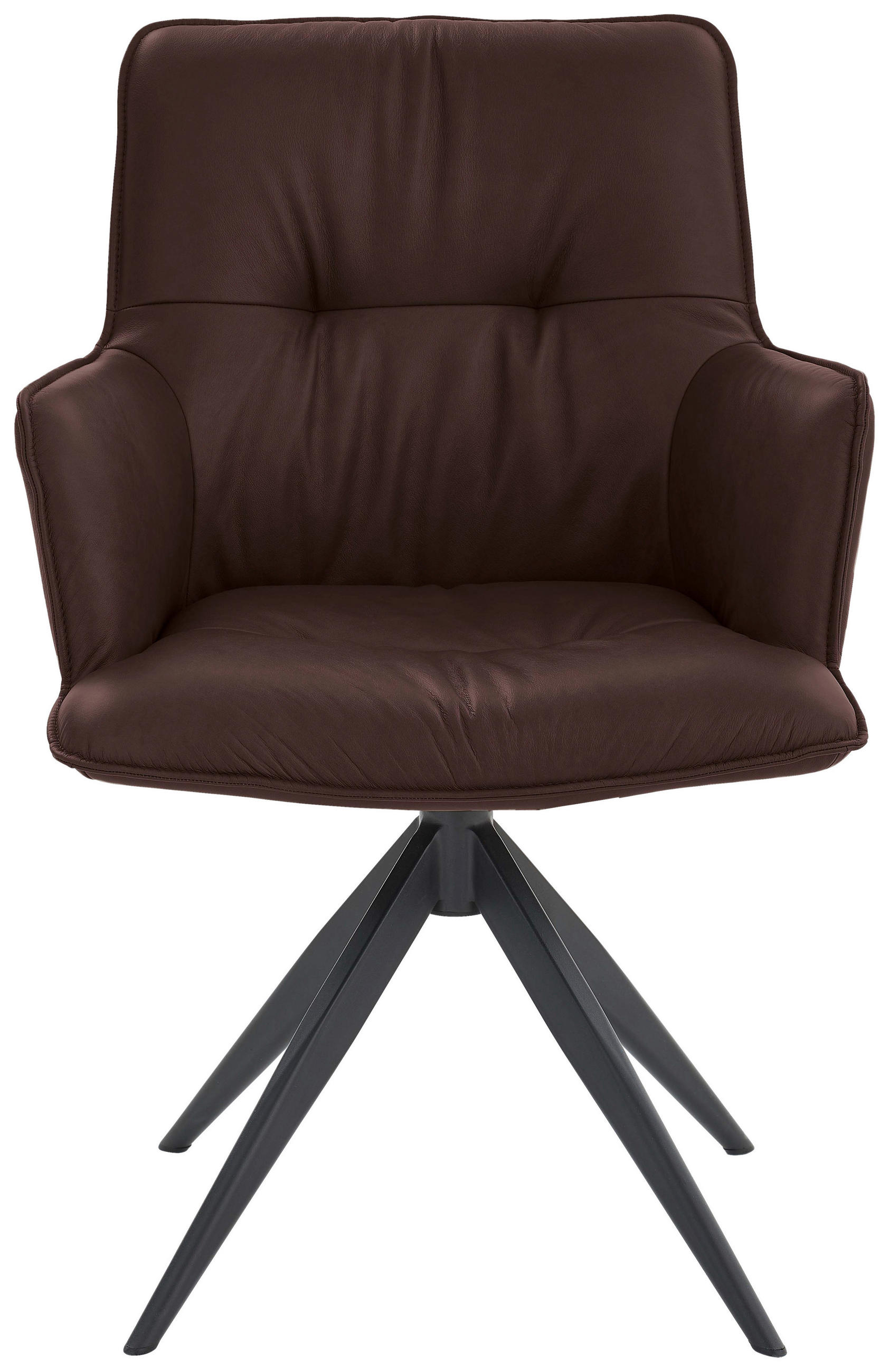 ARMLEHNSTUHL  in Eisen Echtleder pigmentiert  - Dunkelbraun/Schwarz, Design, Leder/Metall (59/89/63cm) - Dieter Knoll
