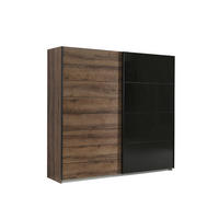 OMARA Z DRSNIMI VRATI, črna, umazano rjava, barve hrasta  - črna/barve hrasta, Konvencionalno, kovina/steklo (220,1/209,7/61,2cm) - Carryhome