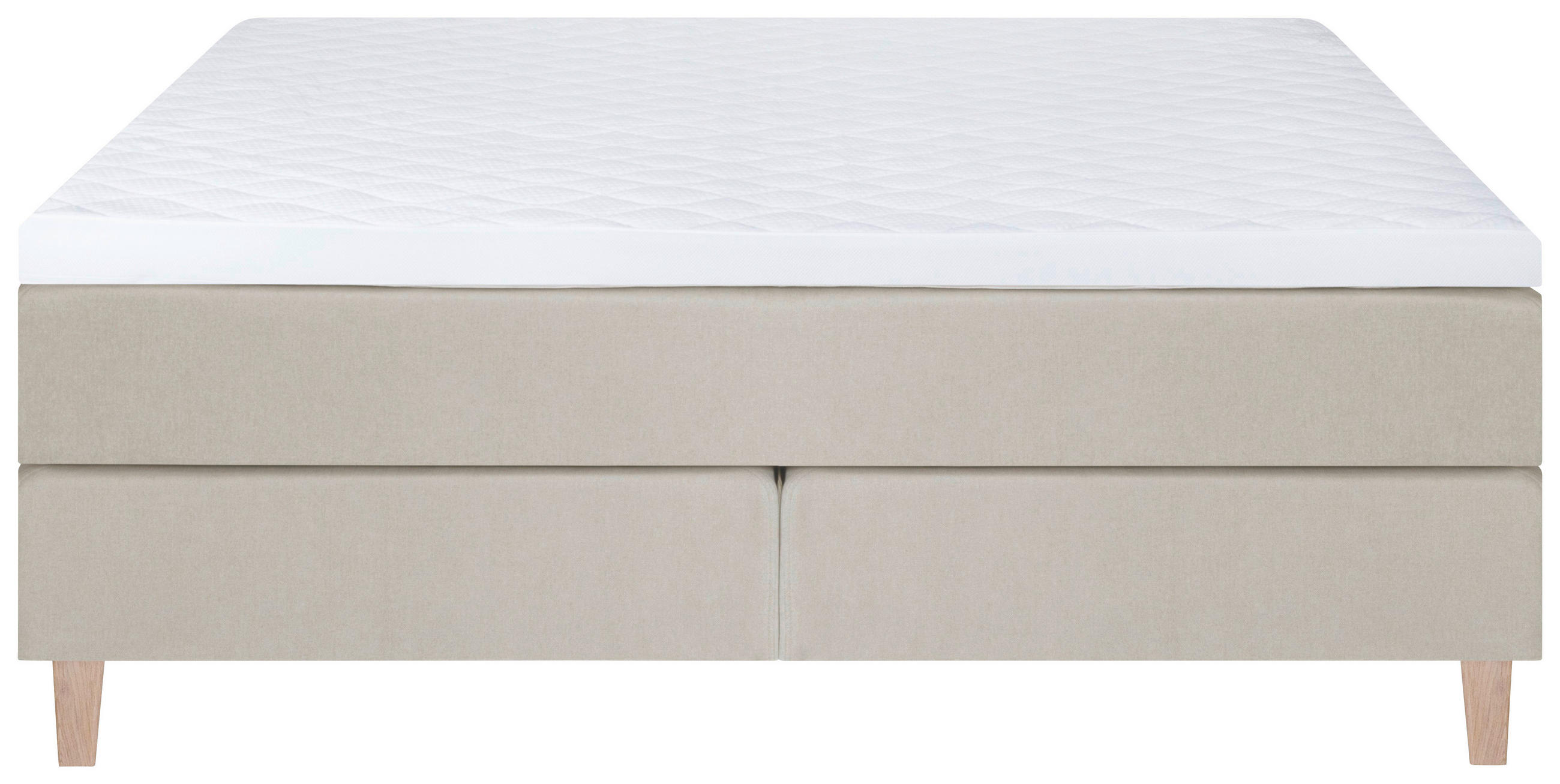 KONTINENTALSÄNG 180/200 cm  i cremefärgad  - vit/naturfärgad, Klassisk, trä/textil (180/200cm) - Ambiente