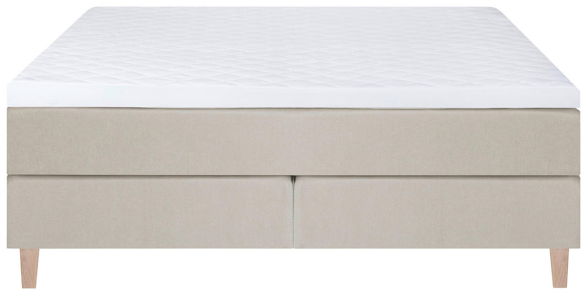 KONTINENTALSÄNG 180/200 cm  i cremefärgad  - vit/naturfärgad, Klassisk, trä/textil (180/200cm) - Ambiente