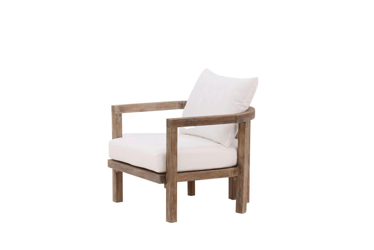 LOUNGEFÅTÖLJ  - vit/naturfärgad, Modern, trä/textil (70/55/70cm) - Gardenson