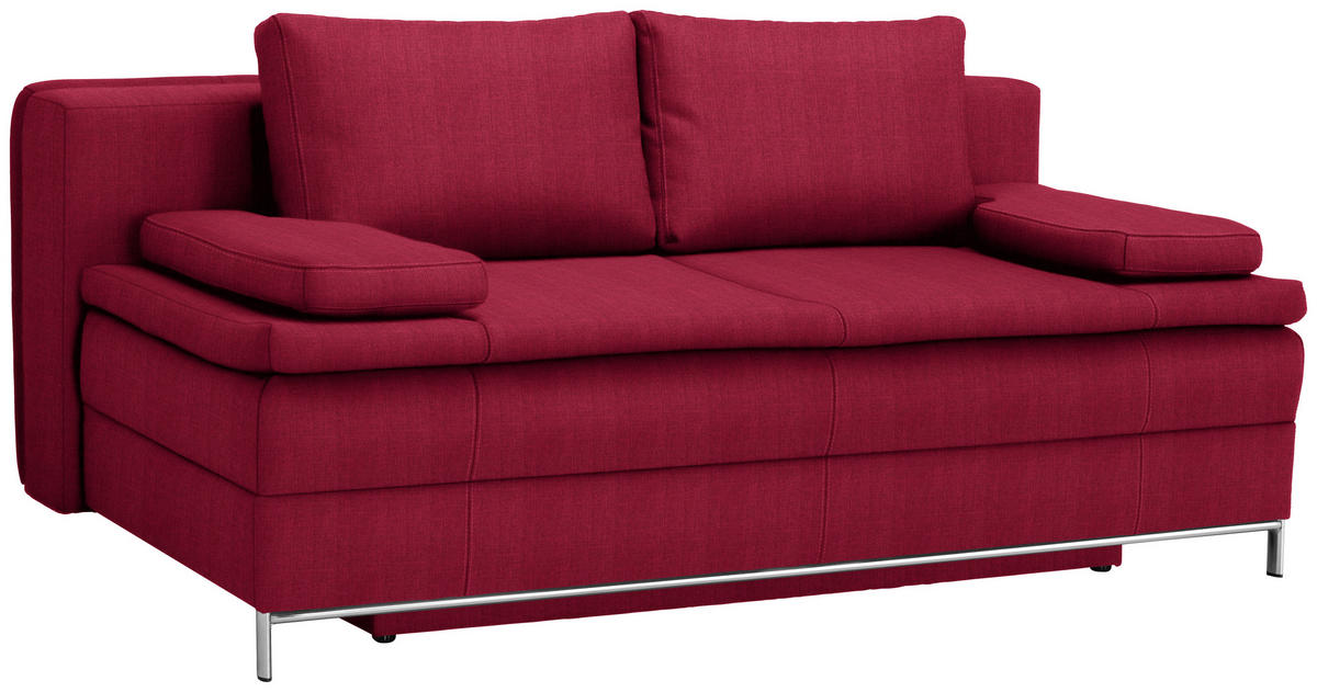 BOXSPRINGSOFA  mit Stoffauswahl Flachgewebe Rot  - Chromfarben/Rot, Design, Textil/Metall (200/93/107cm) - Novel