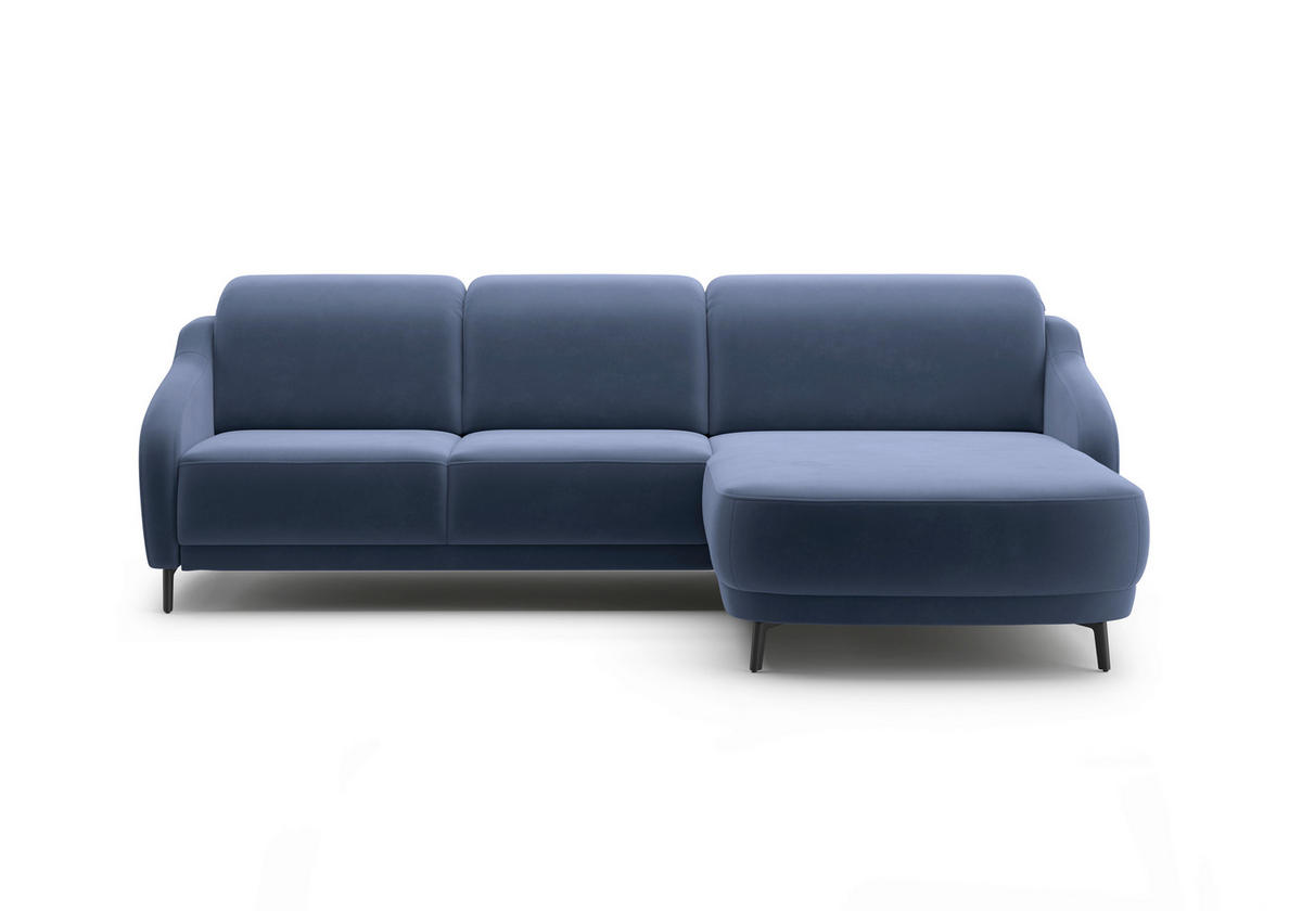 ECKSOFA BLUES V Blau Samt  - Blau/Schwarz, MODERN, Textil/Metall (271/191cm) - Sit & More