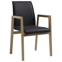 KAROSSZÉK fekete, tölgyfa  - fekete/tölgyfa, Natur, bőr/fa (54/88/52cm) - Valnatura